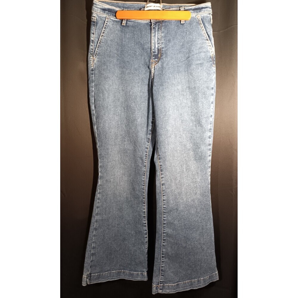 DKNY Jeans Women’s 30 Wide Leg Flare Blue Denim Mid Rise Y2K Style